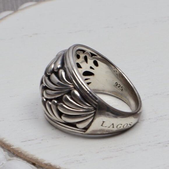Lagos Sterling Silver 925 Flora Dome Band Ring 11.83G / Sz 7 - Picture 3 of 6